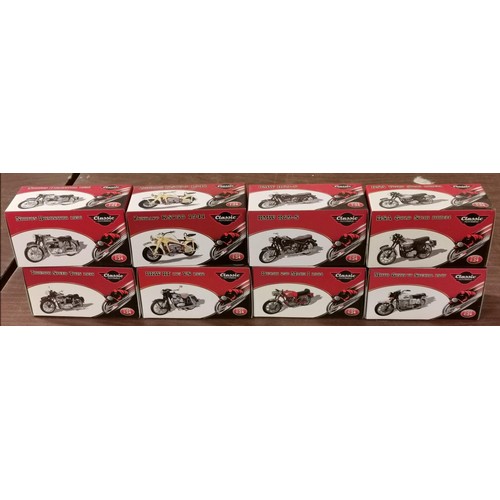 45 - 8 x boxed as new Atlas 1/24 vintage motorbikes