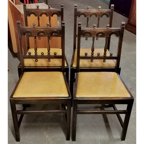 300 - 114 x 71 cm vintage Ercol refectory draw leaf dining table with 4 x colonial chairs and 2 x colonial... 