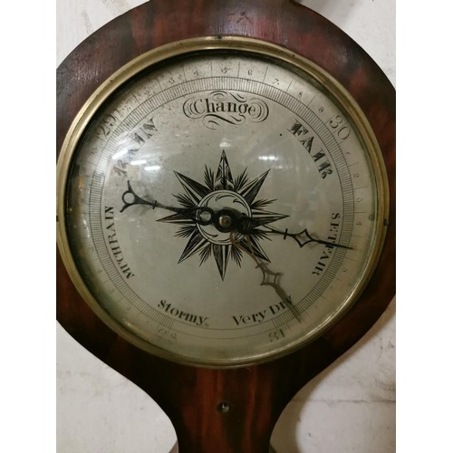 132 - 93.5 cm tall vintage Casartelli Liverpool mahogany cased barometer in working order, no top finial