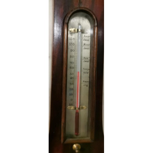 132 - 93.5 cm tall vintage Casartelli Liverpool mahogany cased barometer in working order, no top finial