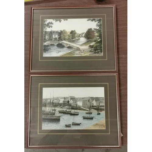 142 - Pair of 42.5 x 34 cm framed and mounted vintage Kevin Platt collection picture prints