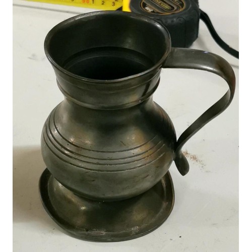 323 - 12 cm tall 19th century pewter tankard