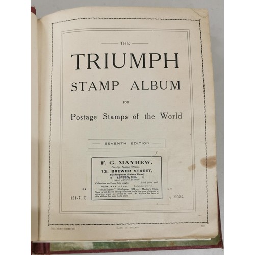 76 - Vintage Triumph Wanderer stamp album with approx 4000 assorted stamps