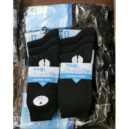 84 - 6 x triple packs of fresh feel cotton lycra socks being 2 x 4-6 1/2 & 4 x 6-11