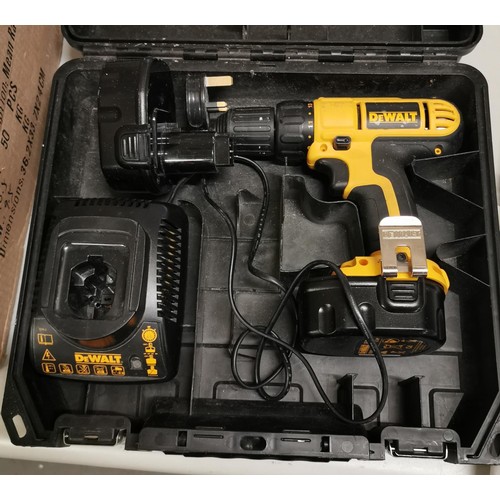 343 - DeWalt 14.4 volt cordless drill with battery and charger in case