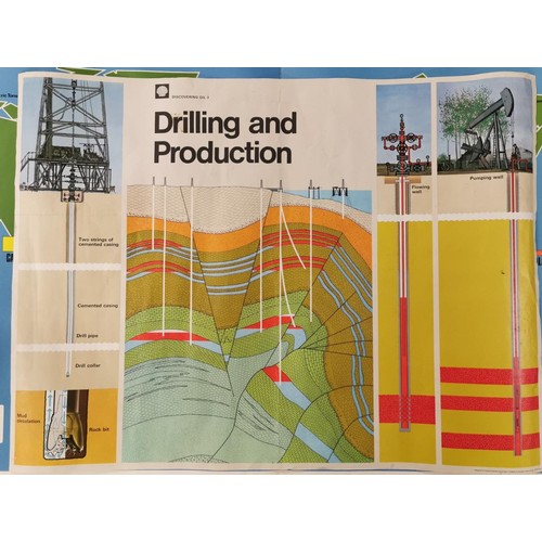 79 - Approx 78 x 60 1968 Shell Discovering oil - drilling and production information poster