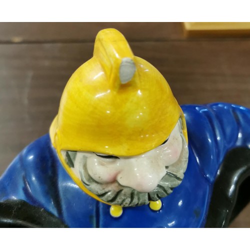 201 - 21 cm tall J. Luber fireman collectable teapot - nick on helmet