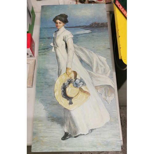 128 - 33 x 70 cm box framed Victorian lady picture after an original painting