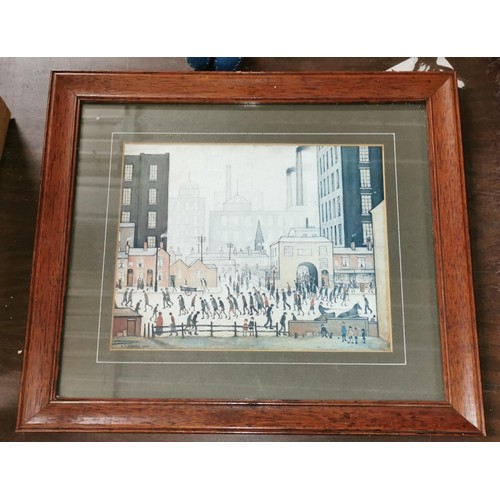 143 - 42 x 37 cm framed and mounted vintage LS Lowry print