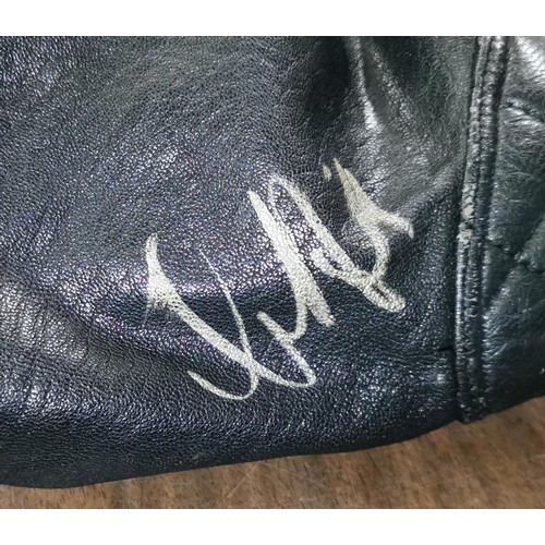 48 - Autographed vintage TT leather motorbike jacket  size M/L