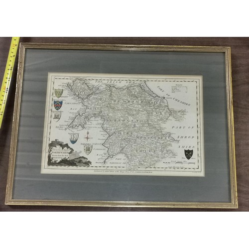 137 - 46 x 34.5 cm framed and mounted genuine 18th century T. Conder map of wales