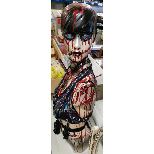 252 - Macabre decorated goth/halloween female head and torso mannequin