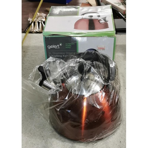 54 - Boxed and unused Gelert 2 ltr whistling stove kettle