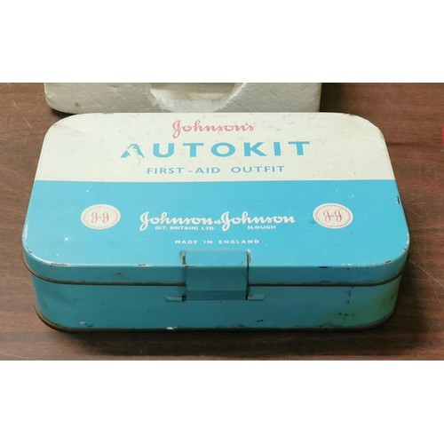 75 - Vintage Johnson's Auto Kit first aid tin and contents