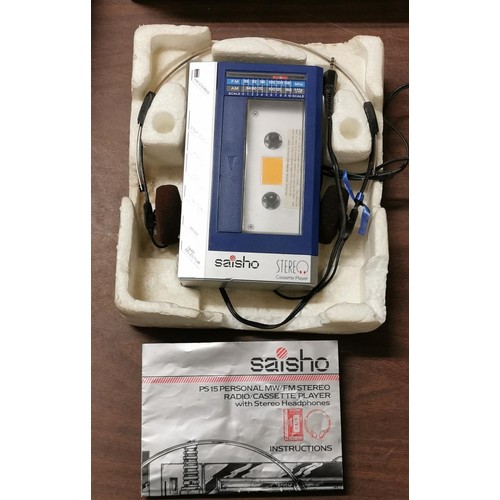 76 - Retro Saisho stereo personal cassette player with built-in radio model PS15, no box but in original ... 