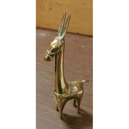 93 - 28.5 cm tall heavy brass long neck mule ornament