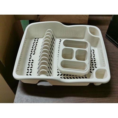 121 - Unused plastic sink drainer and matching cutlery and utensil drainer