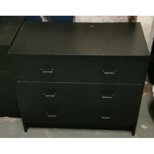 180 - 72 x 39.5 x 59 cm black 3-drawer chest