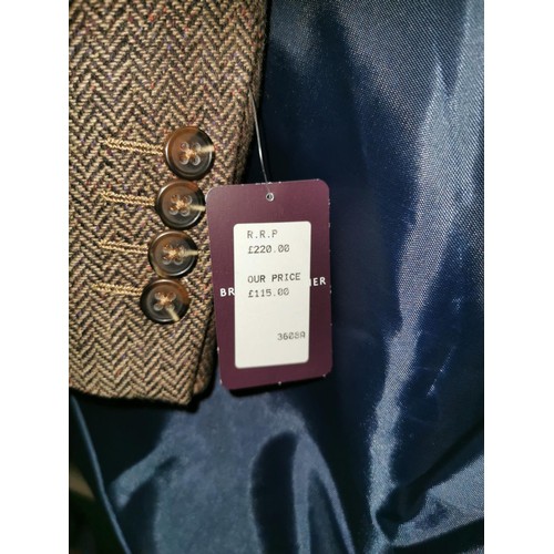 46 - New and tagged Brook Taverner gents herringbone suit jacket size M (£115 price ticket) with Double T... 