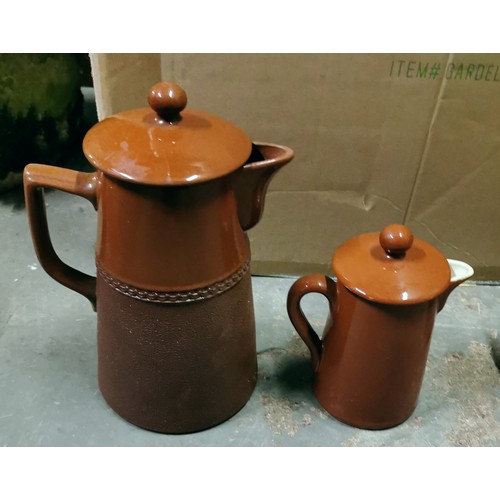 74 - 16 cm tall Lovatts & 1 x taller vintage stoneware lidded jugs