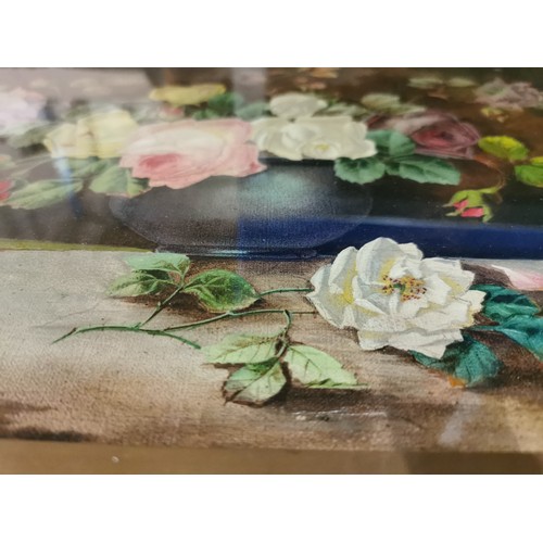 104 - 62 x 47 cm gilt framed vintage still life flower picture on canvas