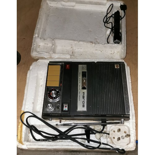 201 - Vintage Paros solid-state portable radio recorder with microphone and in original polystyrene casing