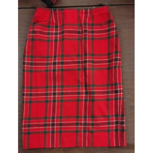 216 - Bundle of 5 x vintage tartan and tweed ladies skirts sizes 12 and 14