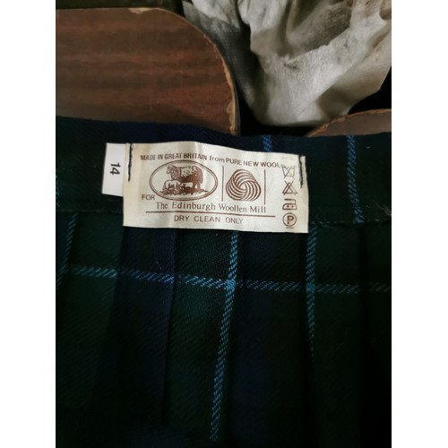 216 - Bundle of 5 x vintage tartan and tweed ladies skirts sizes 12 and 14