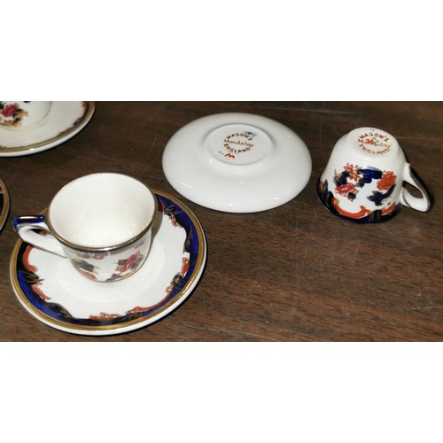 154 - Set of 6 x Masons Mandalay miniature, dolls house?, cups and saucers plus 3 x matching side plates