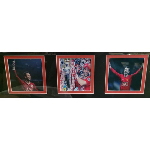 80 - 67 x 87 cm framed Allstars, Ryan Giggs Manchester United, signed #11 shirt with pictures and COA att... 