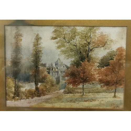 149 - 41.5 x 34.5 cm & 39.5 x 31 cm framed and mounted late 19th century water colour paintings, 1 x initi... 