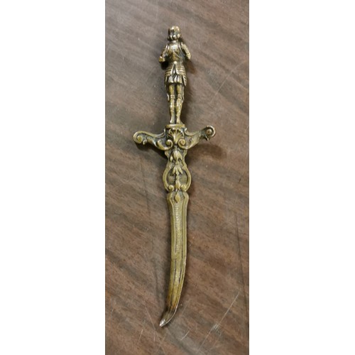 74 - Approx 25 cm long vintage brass letter opener