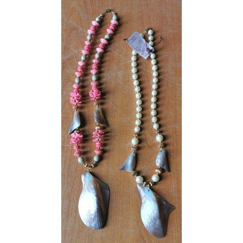 531 - 2 x American shell and bead necklaces