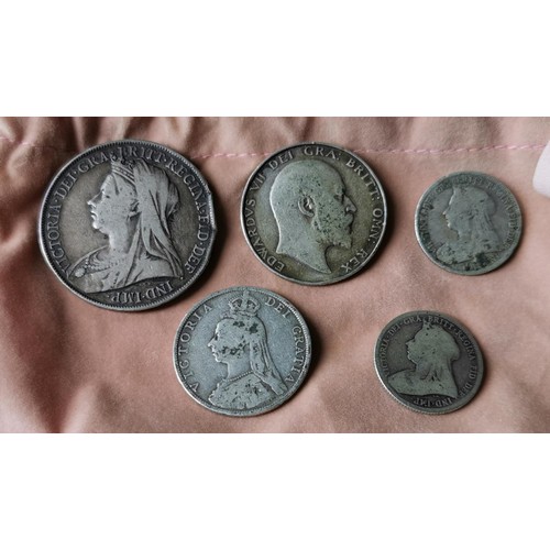 532 - 5 x Victorian and Edwardian silver coins