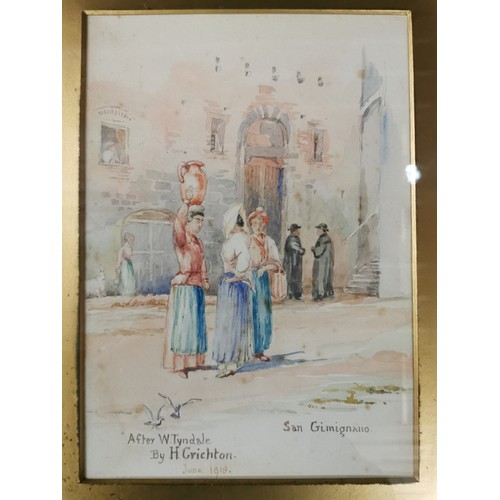 269 - 29.5 x 38.5 cm gilt framed water colour painting by Henry Chrichton dated 1918 after original painti... 