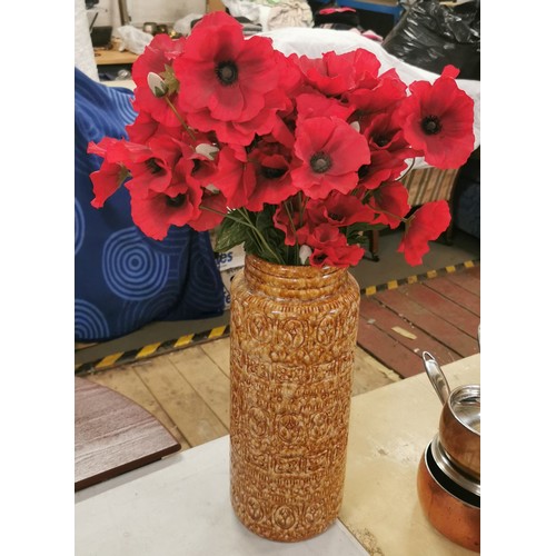 21 - 42 cm tall Retro West German vase with artificial flowers