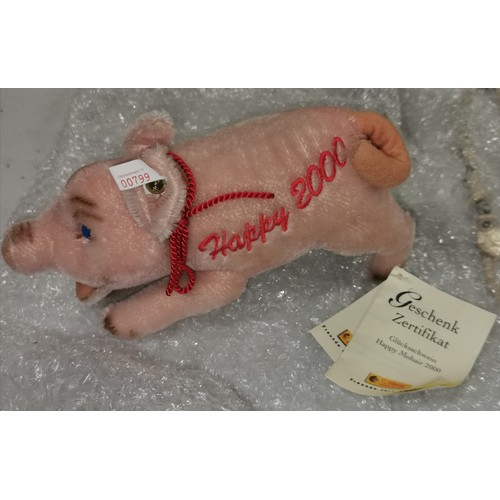 6 - Steiff 'Happy 2000' mohair millennium pig