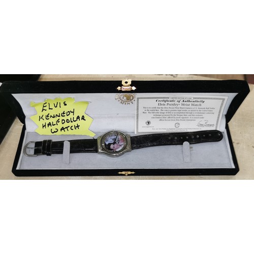 111 - Official Elvis Presley half dollar face limited edition watch in case