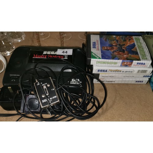 44 - Sega Master System II console with controller and 4 x games