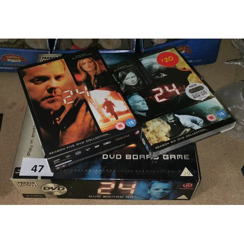 47 - 24 DVD board game and season 5 & 6 DVD box sets (6 still factory sealed)