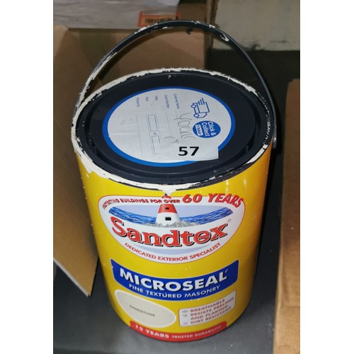 57 - Approx 3/4 full 5 litre tub of Sandtex microseal sandstone masonry paint