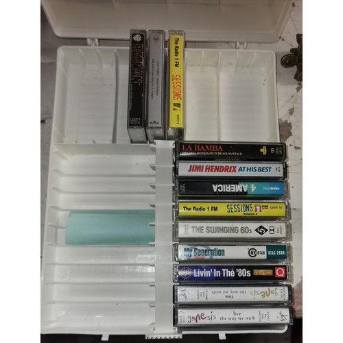 85 - Hard plastic vintage audio cassette case with some tapes