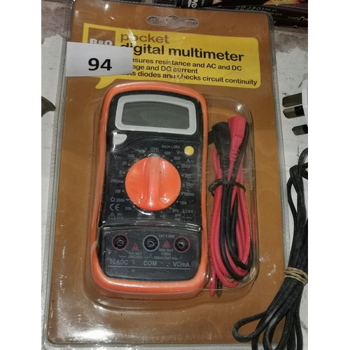 94 - Carded and unused B&Q pocket digital multimeter