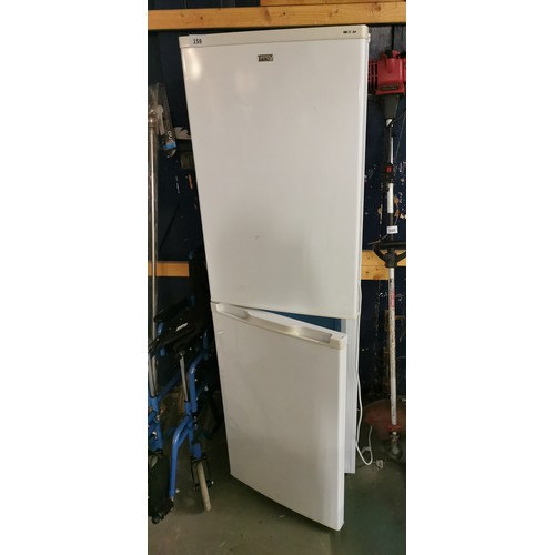 159 - 55 cm wide white LEC half and half fridge freezer