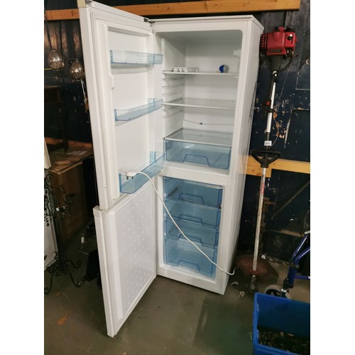 159 - 55 cm wide white LEC half and half fridge freezer