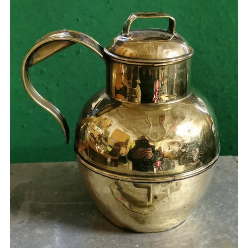 143 - 20 cm tall antique French brass milk jug