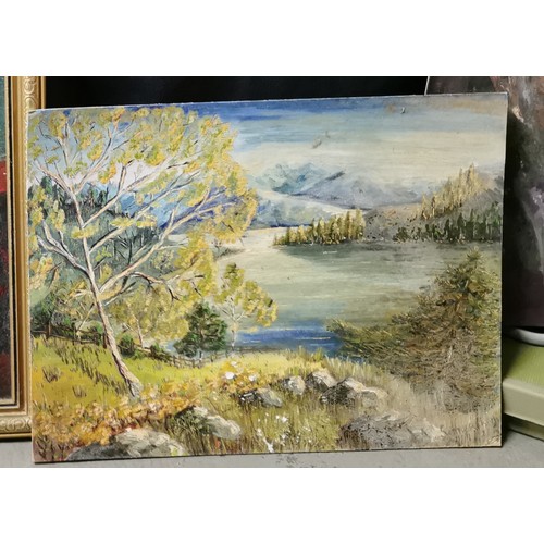 129 - 55.5 x 46 cm framed coast scape painting & 41 x 30.5 cm unframed landscape both by A. Sutherland