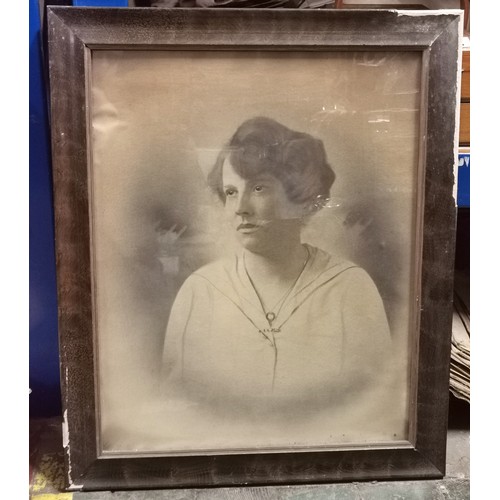 301 - 49 x 59 cm framed female portrait painting, no visible signature
