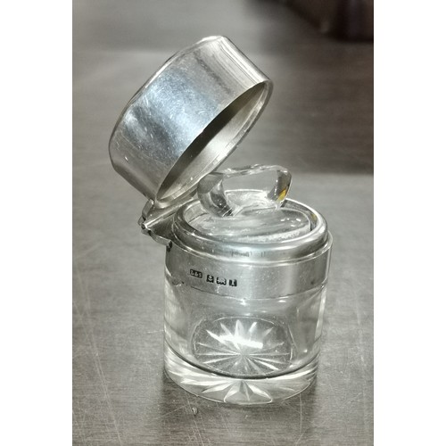 49 - LS Birmingham hallmarked silver hinged lid perfume bottle