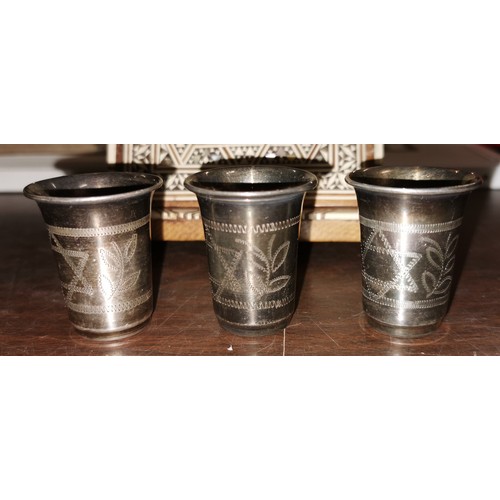 17 - Set of 3 x London hallmarked silver Kiddush cups